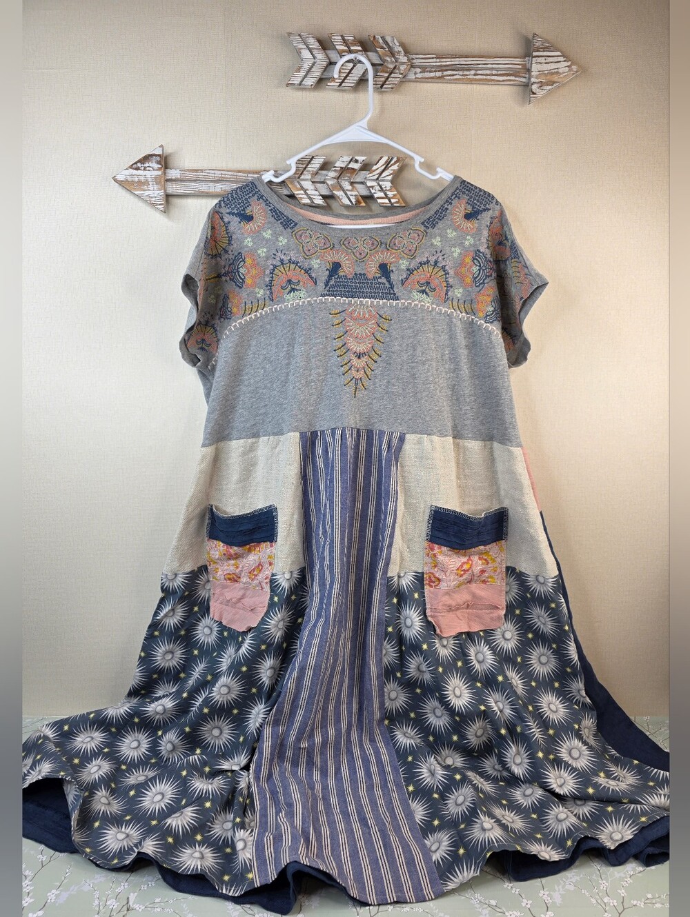 Ladies M Sundance Mixed-Print Patchwork Midi Dress